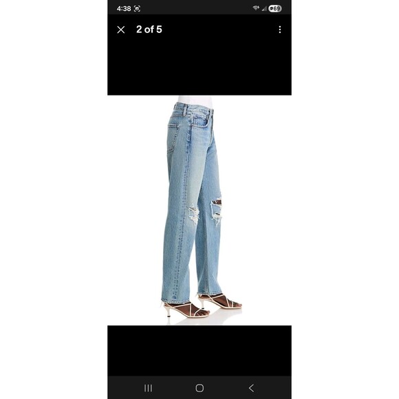 Agolde Kelly Jeans Backdrop Blue Size 26 Straight Distressed NWT New - Picture 10 of 13